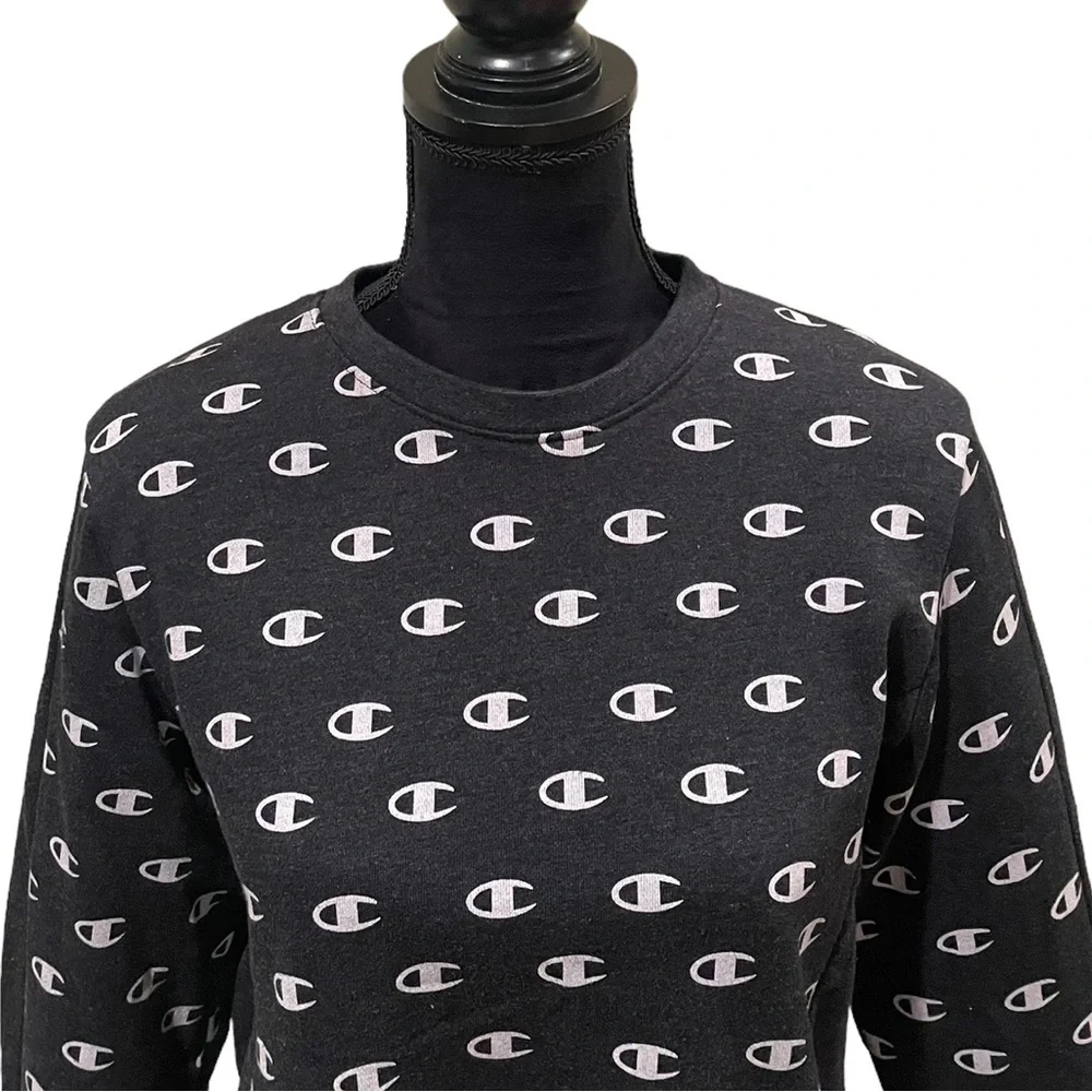 Champion pullover long sleeve insignia athleisure charcoal sweatshirt medium - Picture 3 of 10